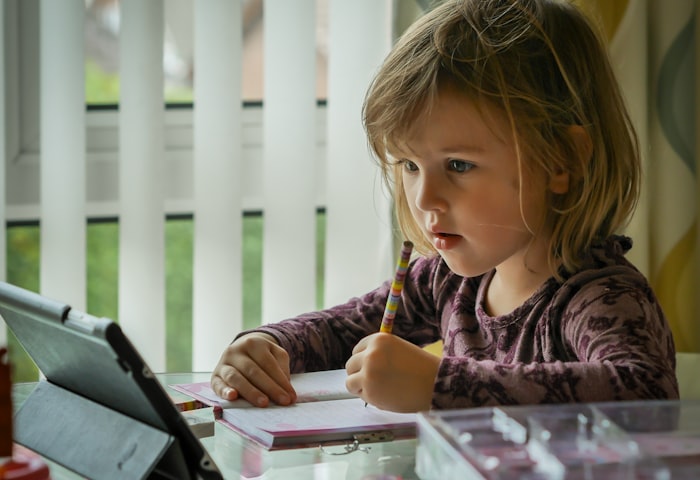 A child working through a problem